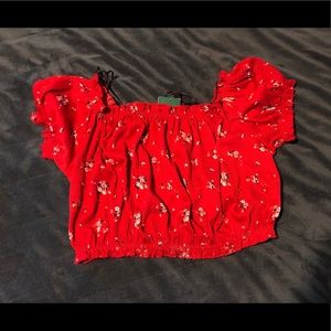 Red Floral Crop Top